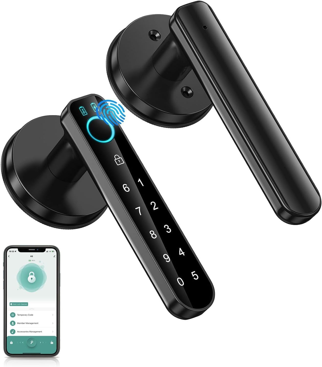 Fingerprint Door Lock-Smart Door knob，biometric Door Lock，with passcode keypad...