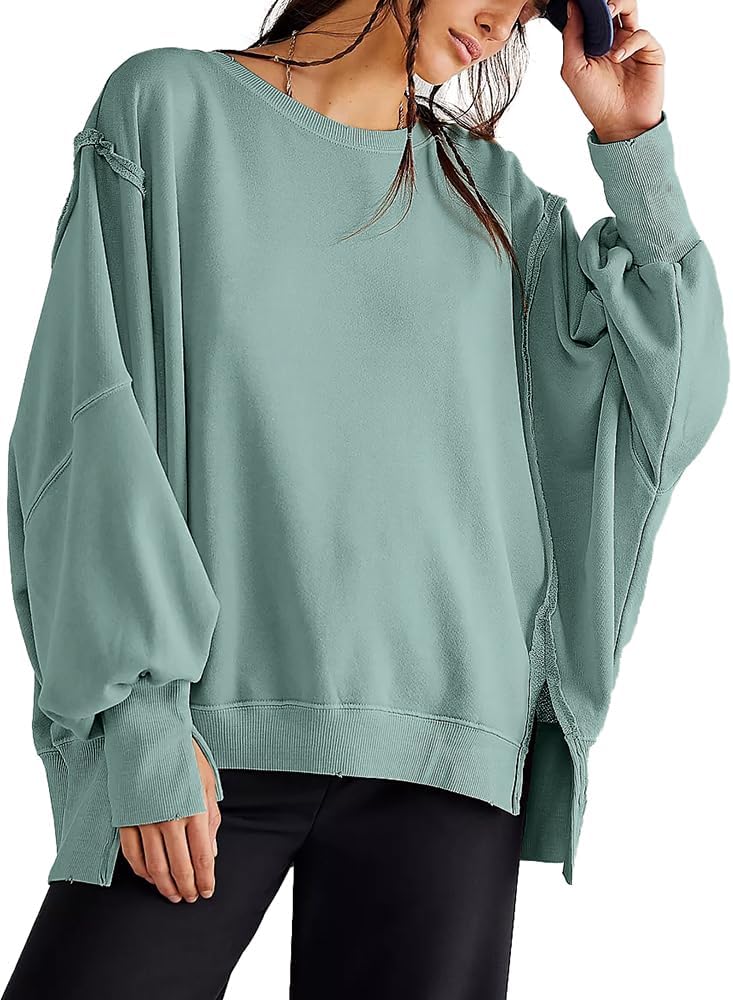 Beaully Women's Oversized Sweatshirts Crew Neck Long Sleeve Side Slit Pullovers...
