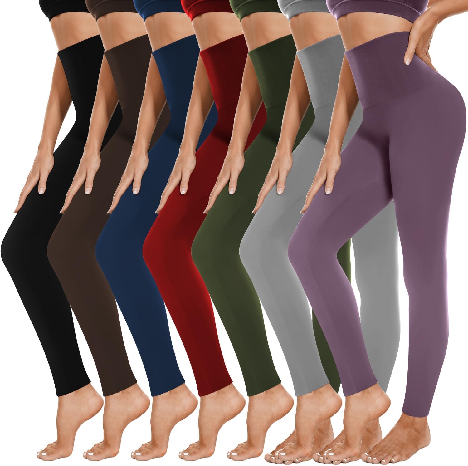 we fleece 7 Pack Leggings for Women Non See Through-Workout High Waisted Tummy C...