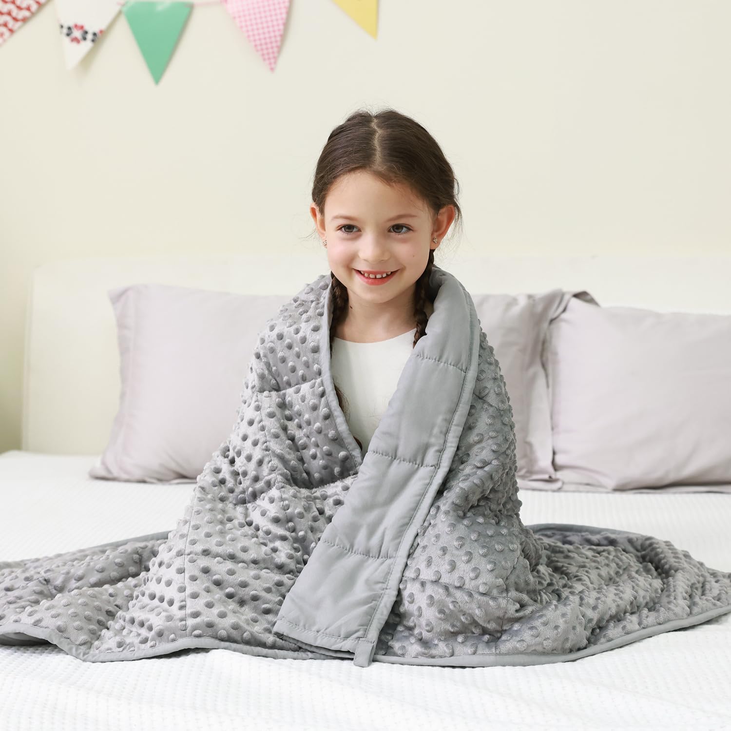 Mr. Sandman Weighted Blanket 5LBS 36 x 48 Inches, Minky Dots Heavy Blanket with...