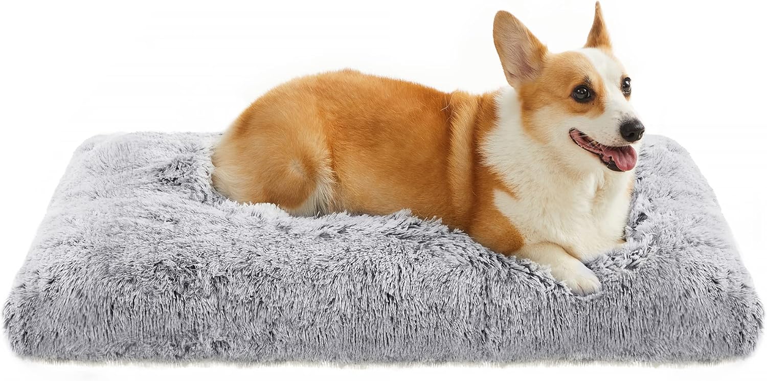 Feandrea Large Dog Bed, Special Fluffy Anti Anxiety Dog Crate Mattress, Innovati...