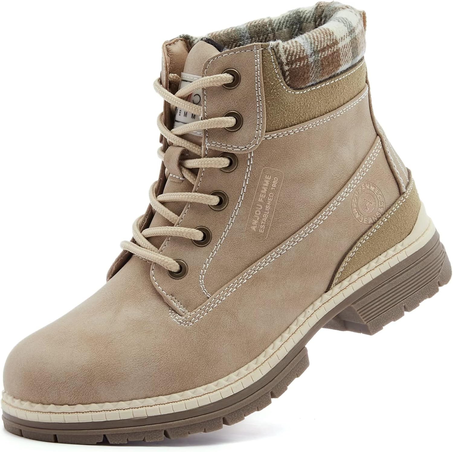 ANJOUFEMME Work Hiking Boots for Women Waterproof - Womens Outdoor Ankle Boots L...