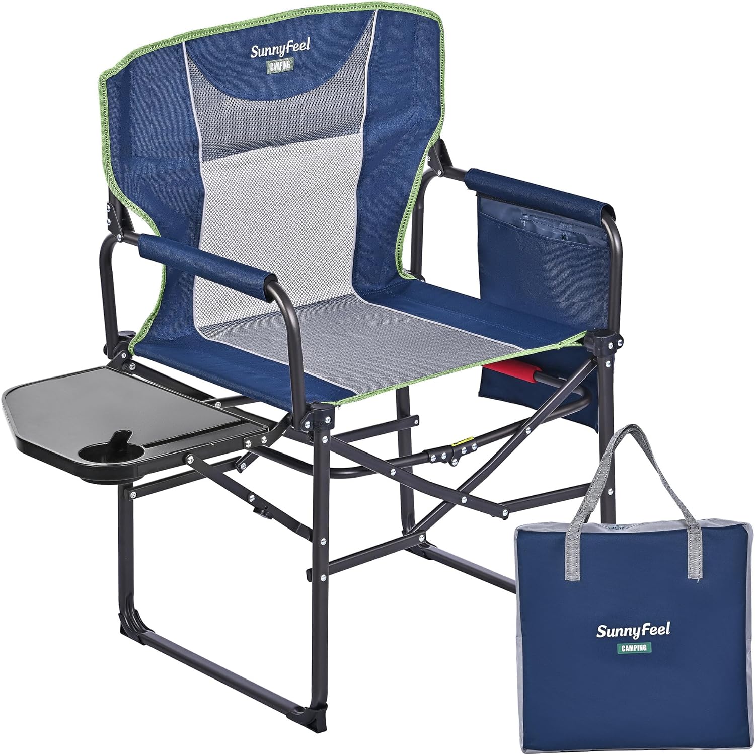 SUNNYFEEL Camping Directors Chair, Heavy Duty,Oversized Portable Folding Chair w...