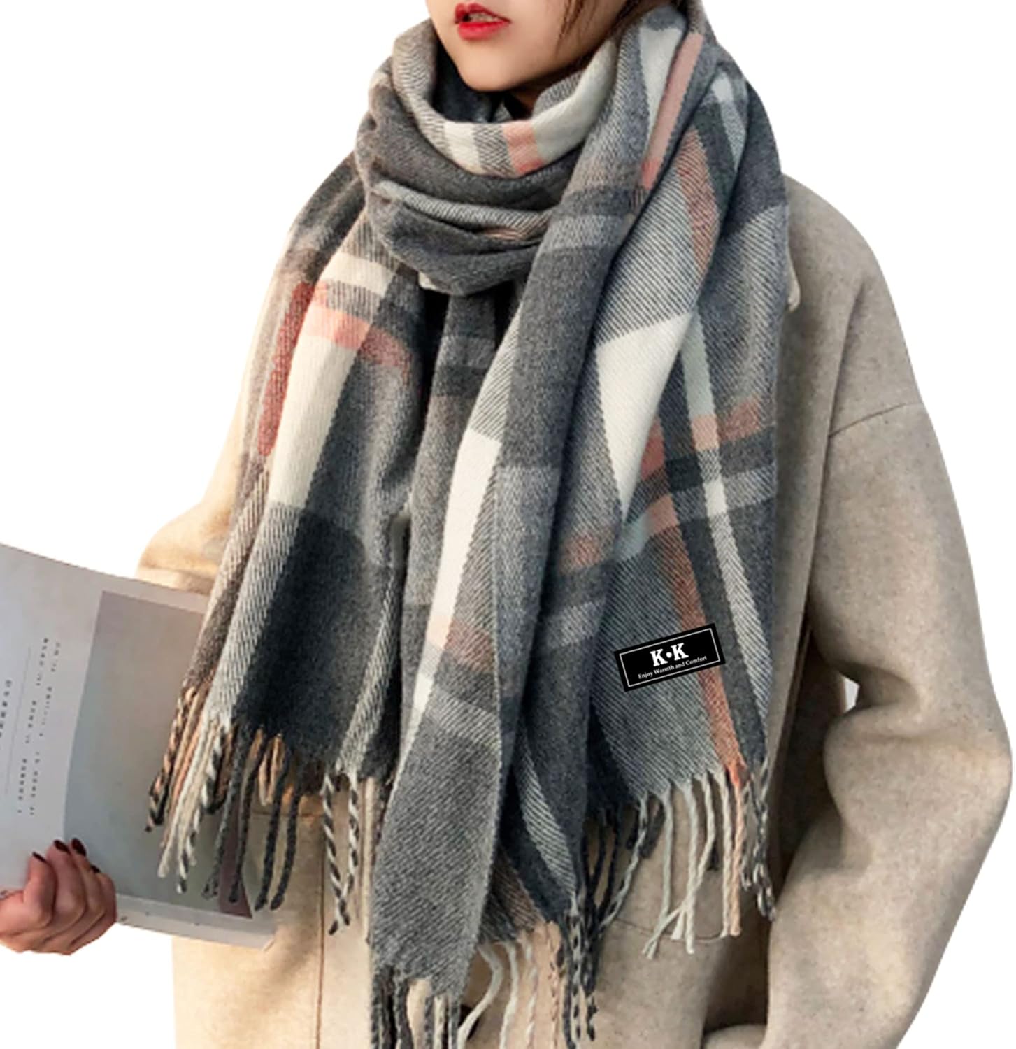 ECOMBOS Winter Tartan Scarf, Special Long Plaid Scarf for Women, Innovative Warm...