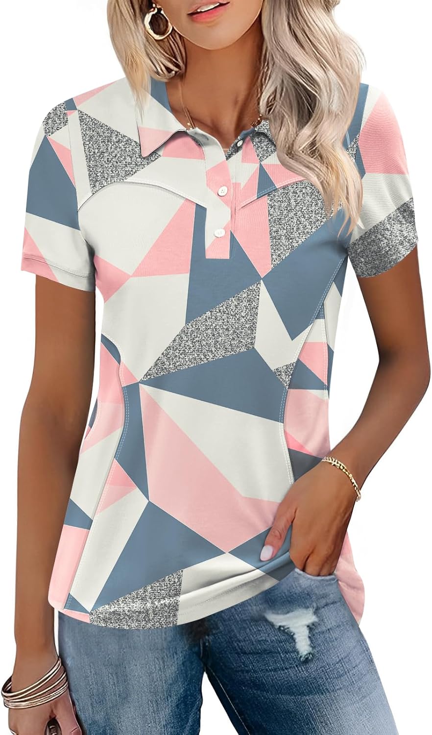 TFSDOD Womens Golf Polo Shirts Collared Short Sleeve T Shirt Lightweight Moistur...