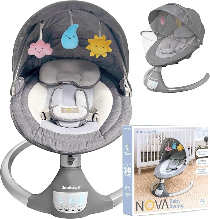 Nova Baby Swing for Newborns - Electric Motorized Infant Swing, Bluetooth Music,...