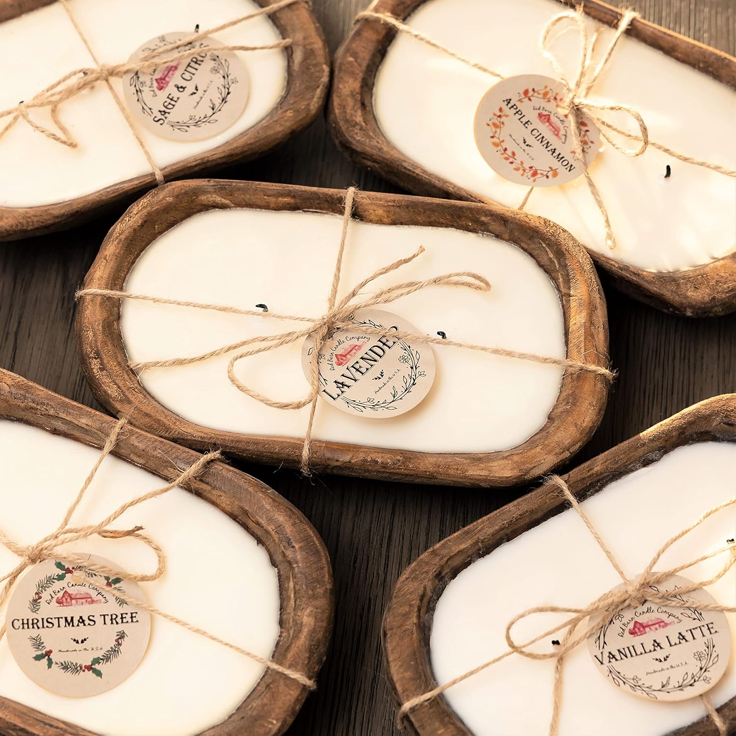 Red Barn Candle Company Wood Dough Bowl Candles | 100% Natural Soy Wax & Essenti...