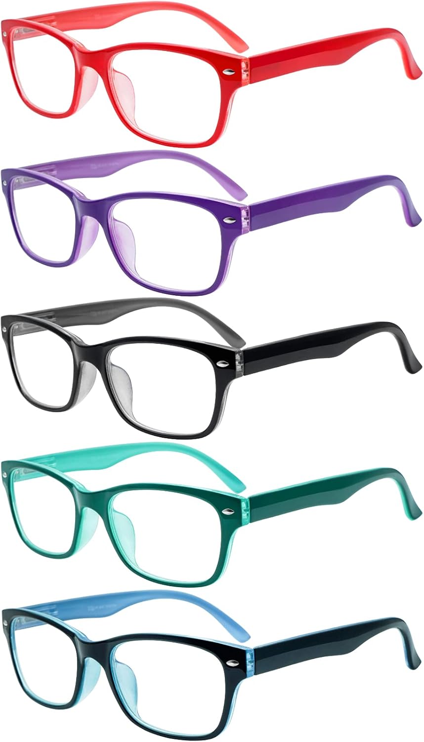 SIGVAN Reading Glasses 5 Packs Blue Light Blocking Eyeglasses Quality Spring Hin...