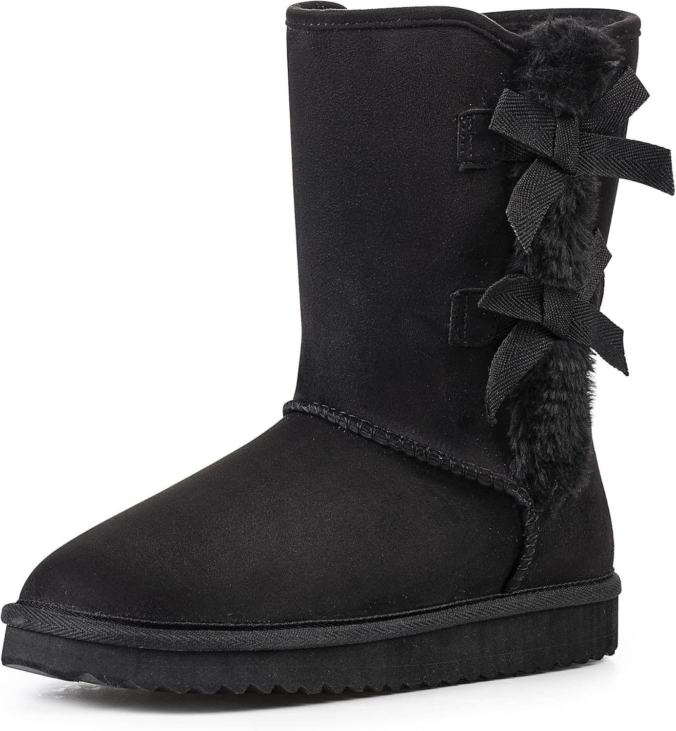 KRABOR Women's Suede Snow Boots, Special Mid-Calf Winter Shoes with Side Bows, A...