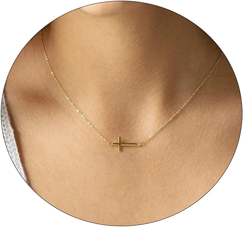 VIROMY Gold Cross Necklace for Women, Special 14K Gold Plated Necklace, Innovati...