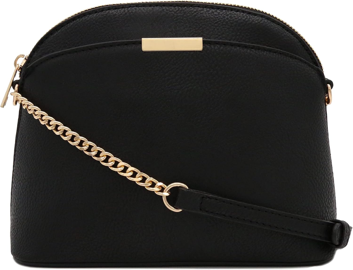 FashionPuzzle Dome Crossbody Bag, Special Faux Leather Small Bag with Chain Stra...