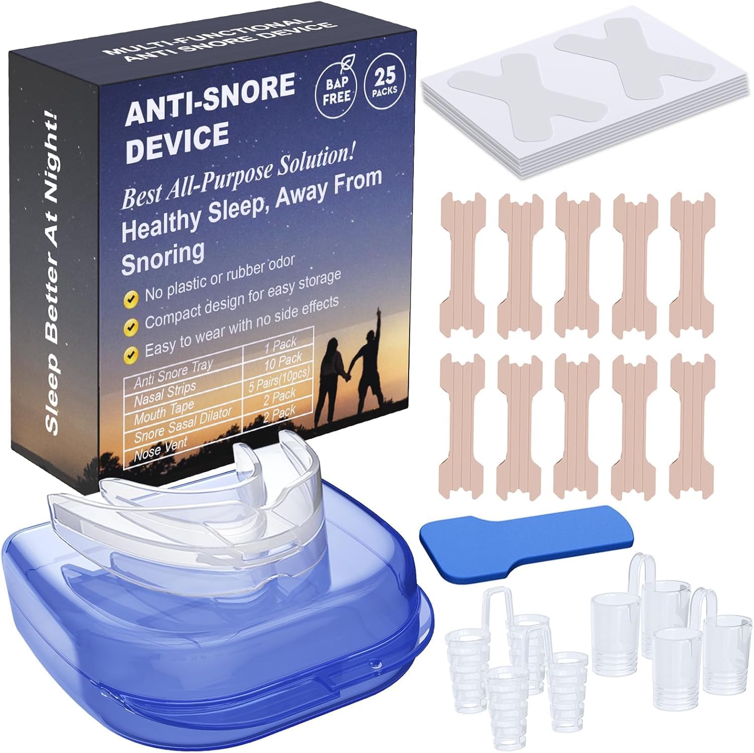 Snoring Aids for Men and Women, 25 PCS Comfortable and Effective Anti Snoring De...