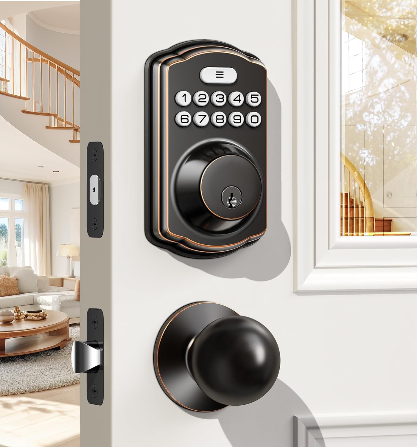 Veise Keyless Entry Door Lock with 2 Door Knobs - Keypad Door Lock with Handle,...