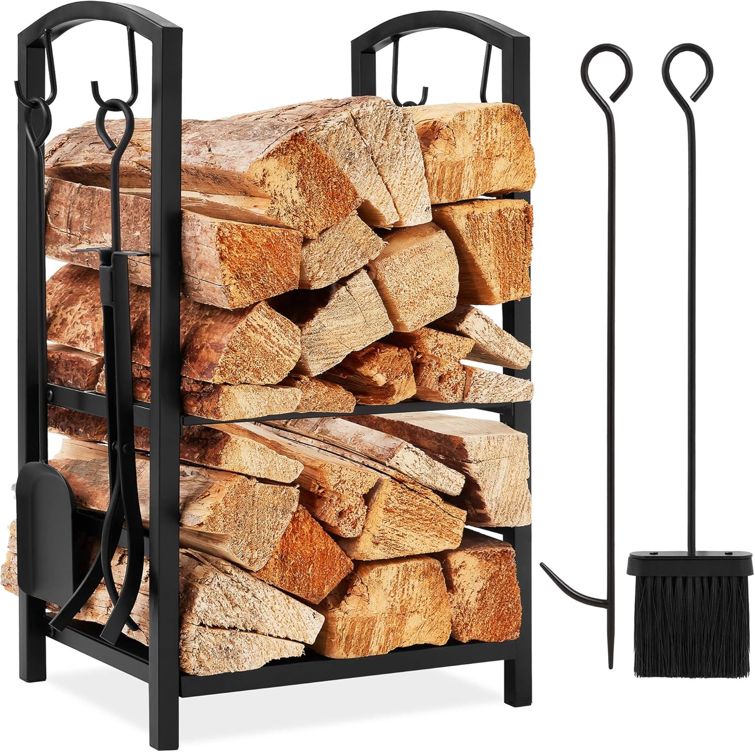 High-Quality Choice Products 5-Piece Indoor Outdoor Wrought Iron Firewood Log St...