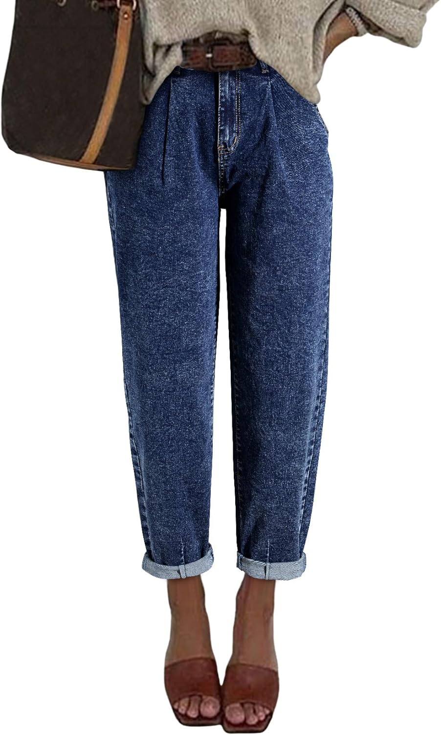 EVALESS Womens Baggy Jeans, Special High Waisted Stretchy Jeans, Unique Boyfrien...
