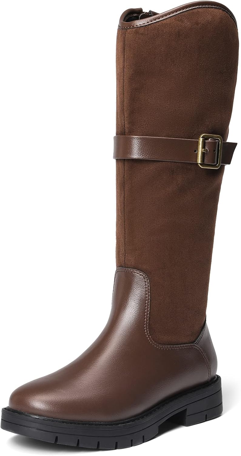DREAM PAIRS Girls Fashion Riding Boots, Special Knee High Buckle Riding Boots fo...
