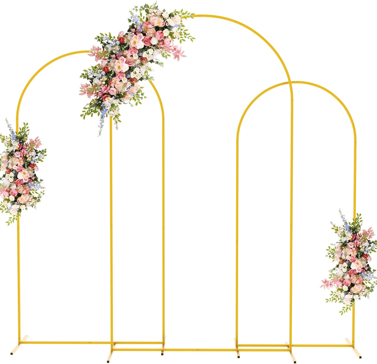 Fomcet Metal Arch Backdrop Stand Set of 3 Gold Wedding Arch Stand 7.2FT & 6.6FT...