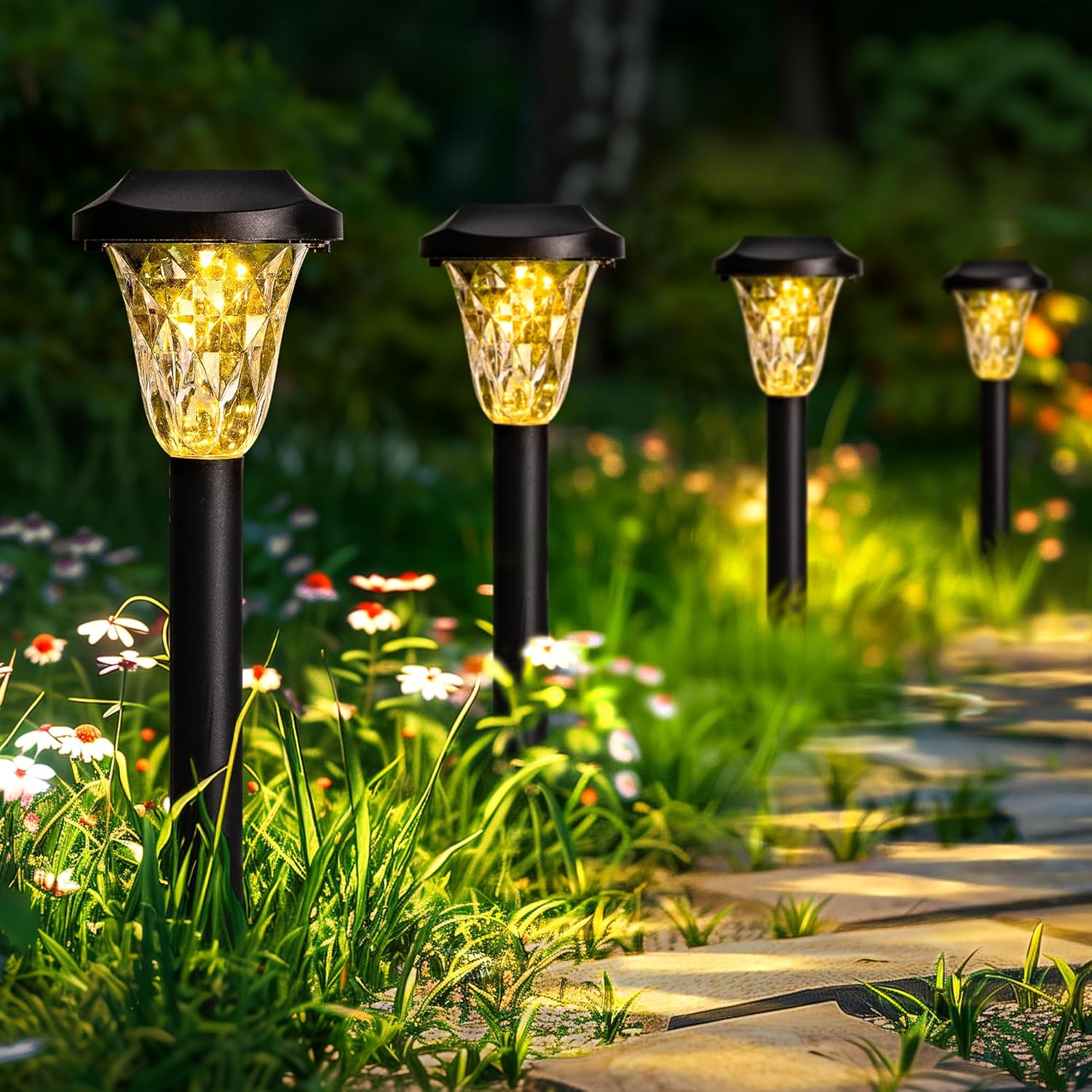 GIGALUMI Solar Lights Outdoor Garden, 8 Pack Solar Lights Outdoor Waterproof, So...