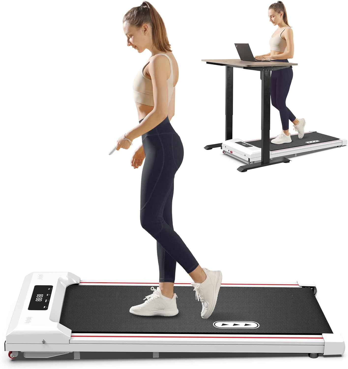 REDLIRO Walking Pad Treadmill, Under Desk Treadmill for Home Office, Mini Treadm...