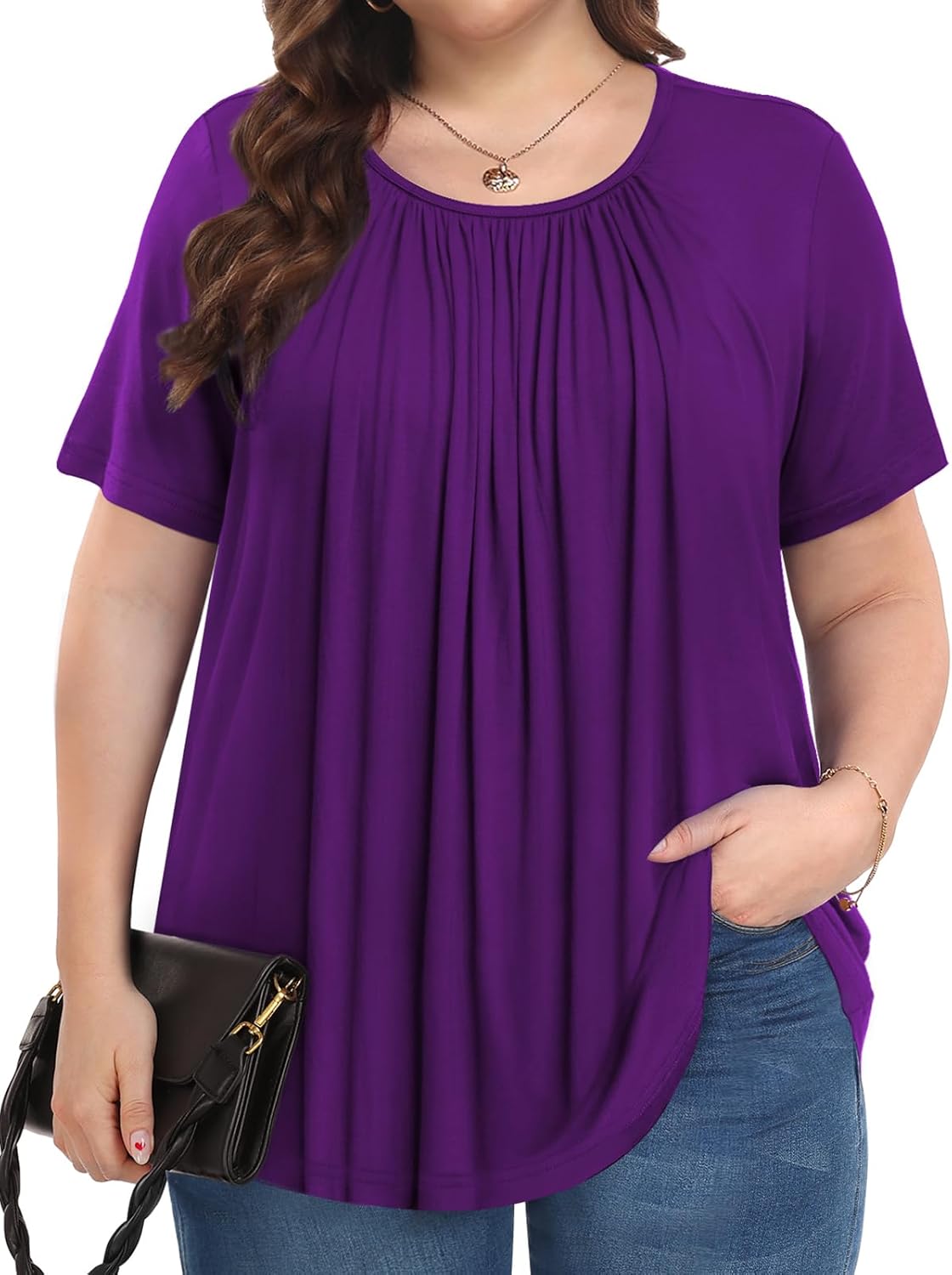 Womens Plus Size Tops, Special Summer Shirts Tunic, High-Quality Short Sleeve Cr...