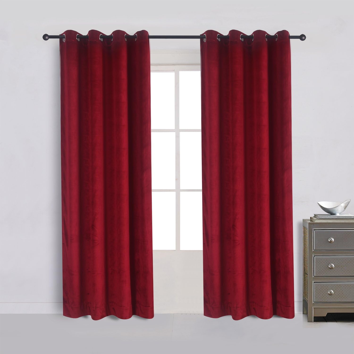 Cherry Home Luxury Velvet Blackout Curtains, Special Curtains Panels With Gromme...
