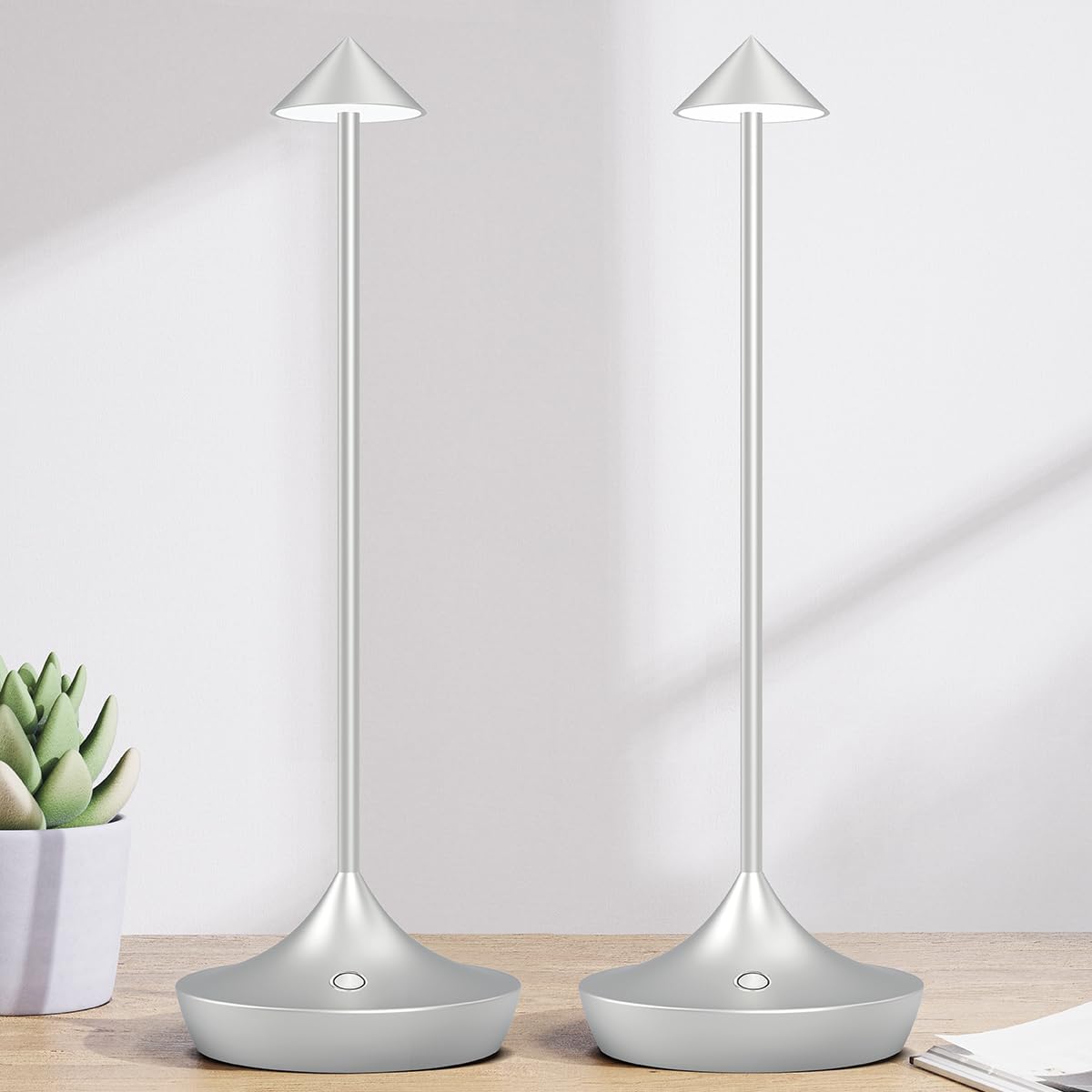 Hapfish Battery Operated Table Lamps for Living Room Set of 2, Rechargeable Cord...