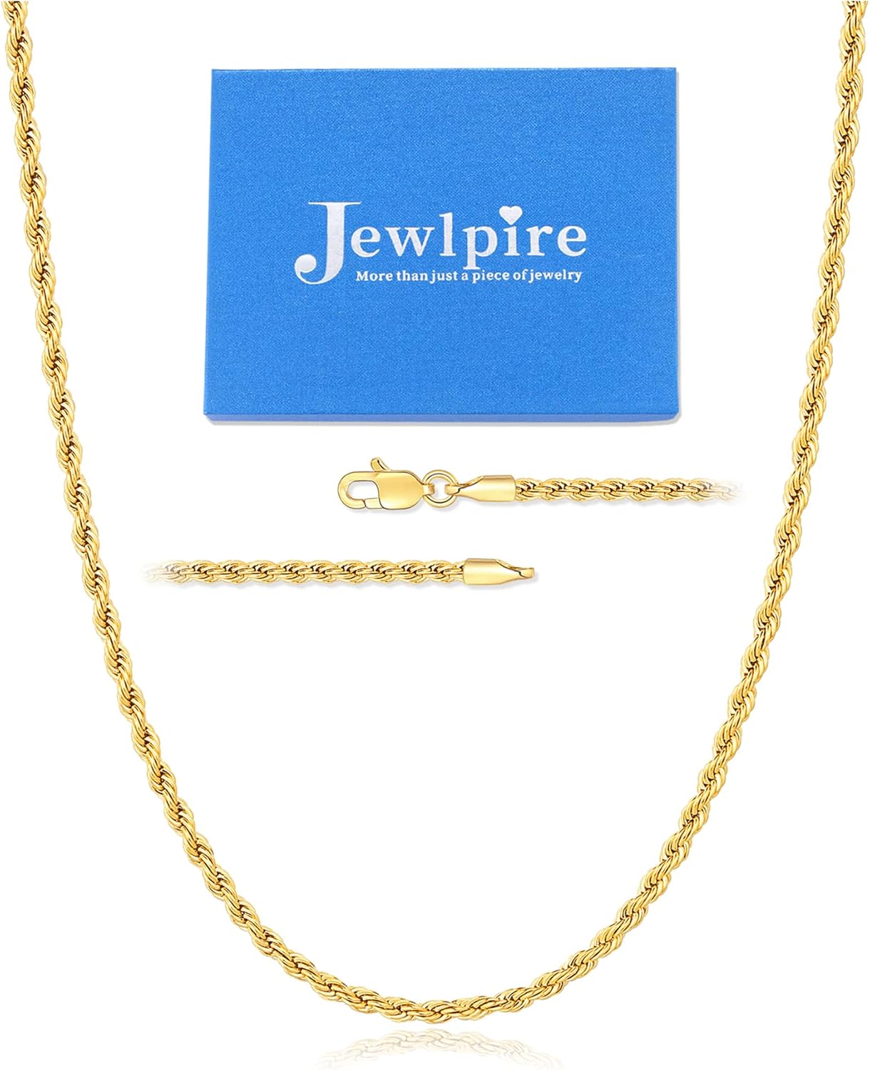 Jewlpire 14K Gold Rope Chain Necklace, Special Necklace for Men and Women, High-...
