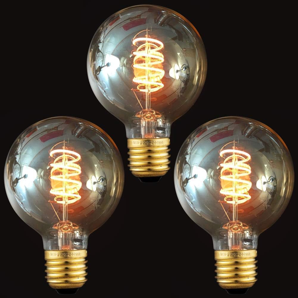 ktjes Vintage Edison LED Light Bulb 4W Screw E27 Edison Led Bulb Globe Style Spi...