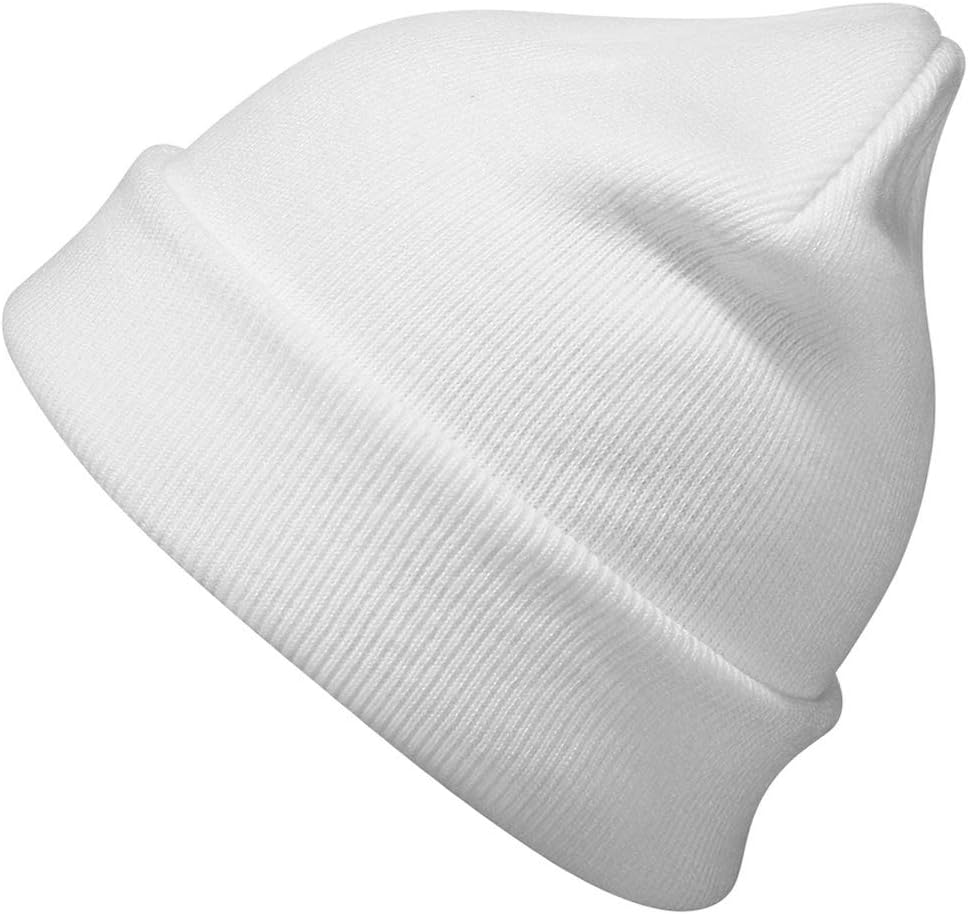 MaxNova Slouchy Beanie Cap Knit hat for Men and Women One Size White