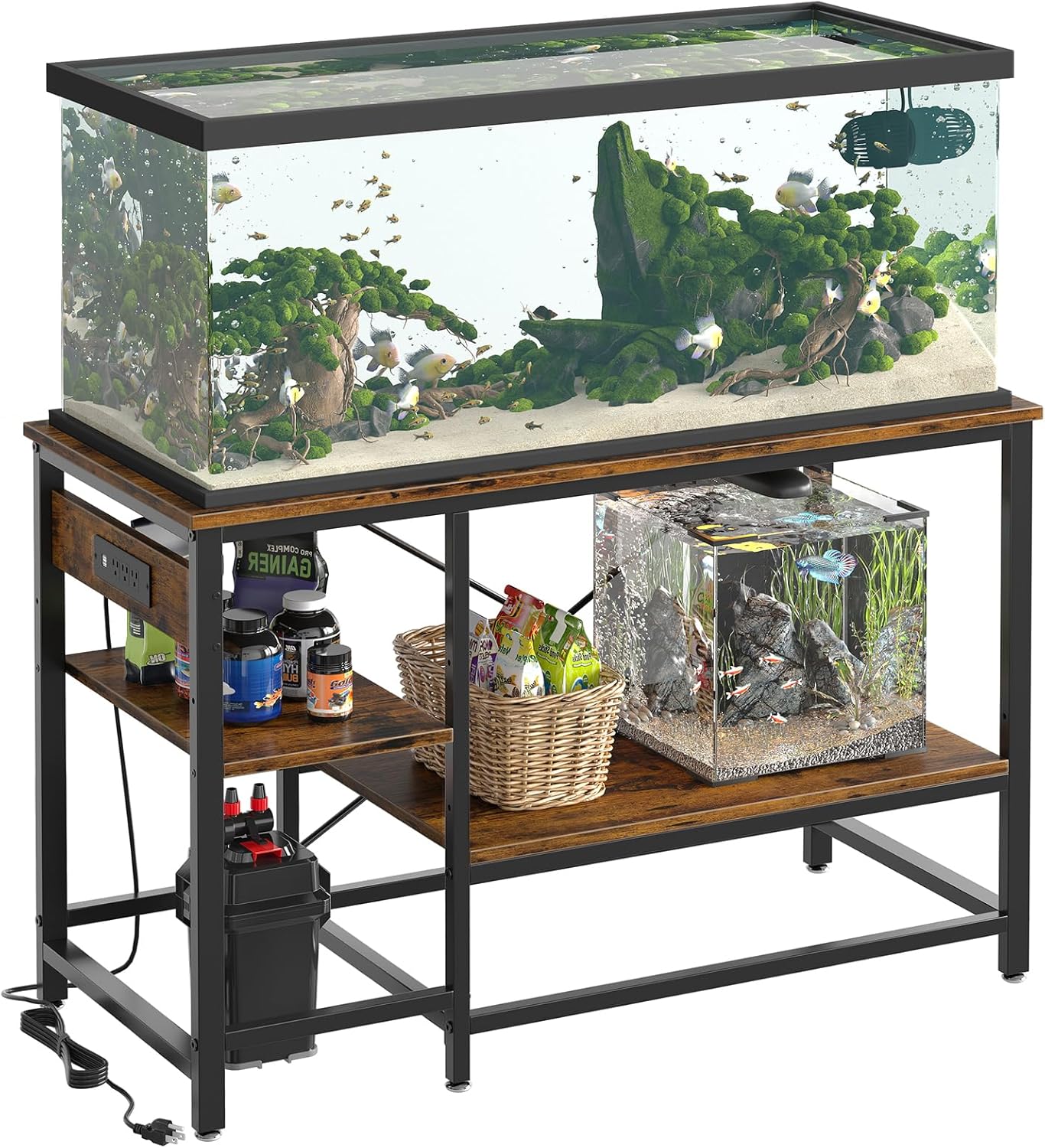 Bestier 55 Gallon Fish Tank Stand with Power Outlet, 49x13 Metal Aquarium Stand,...