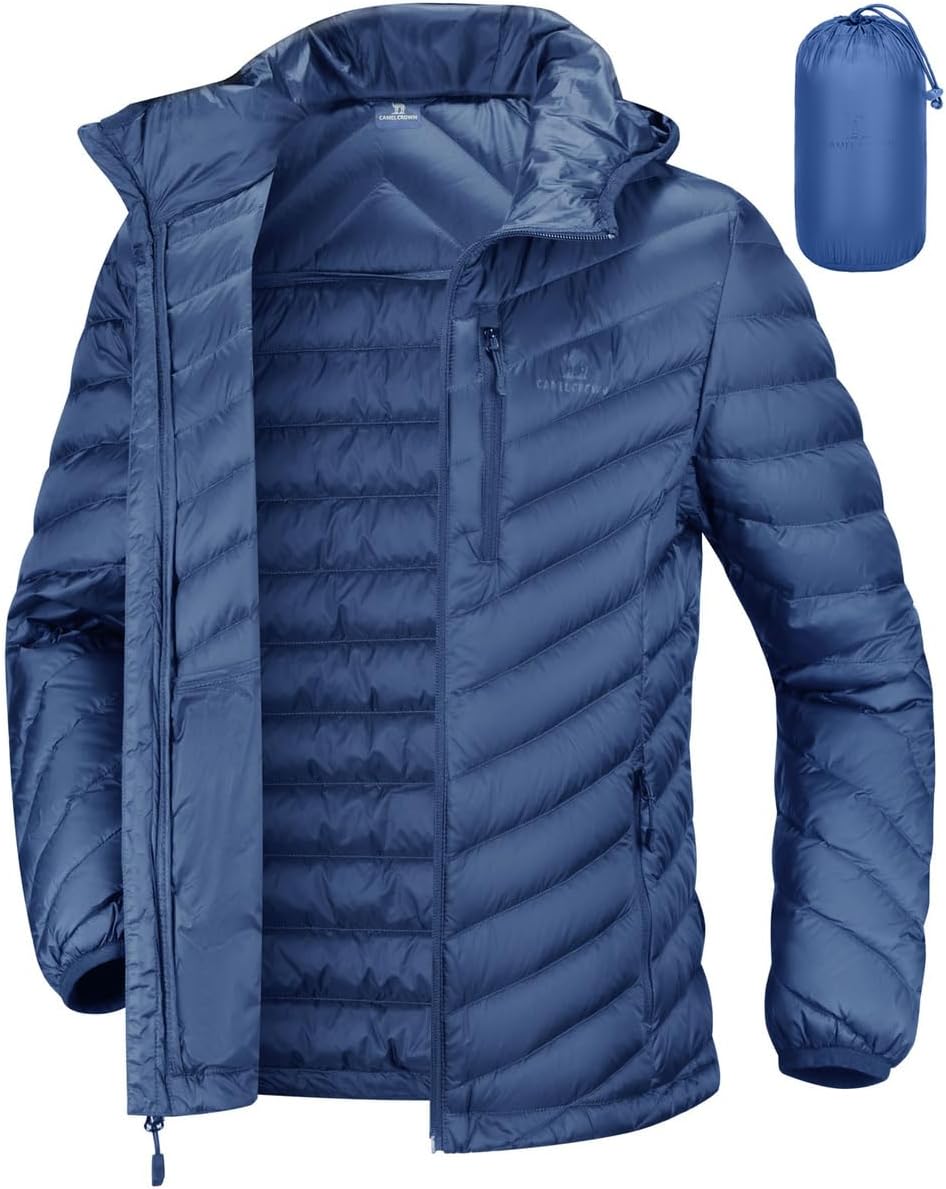 CAMEL CROWN Women's Hooded Down Jacket, Special Quilted Lightweight Puffer Coat,...