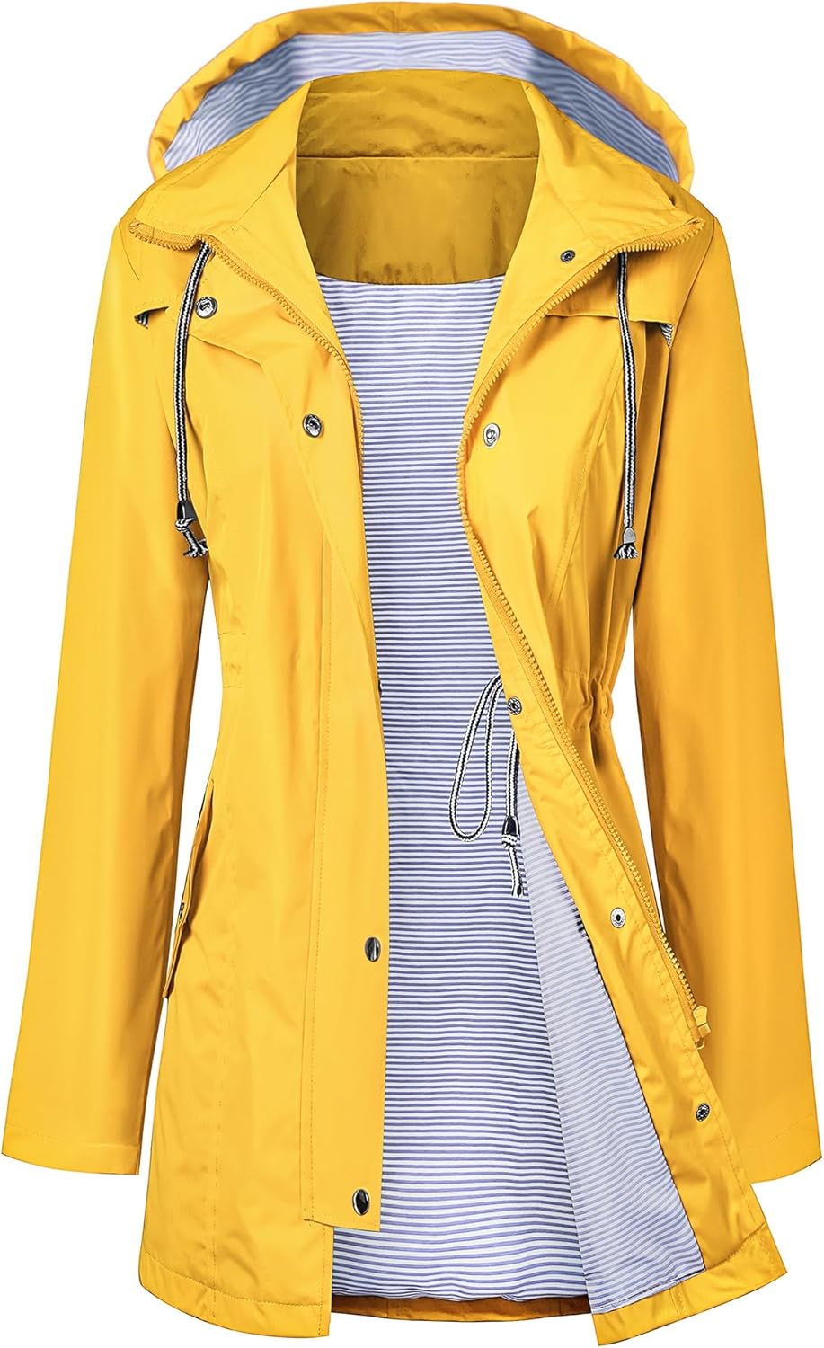 LOMON Raincoat Women Waterproof Long Hooded Trench Coats Lined Windbreaker Trave...