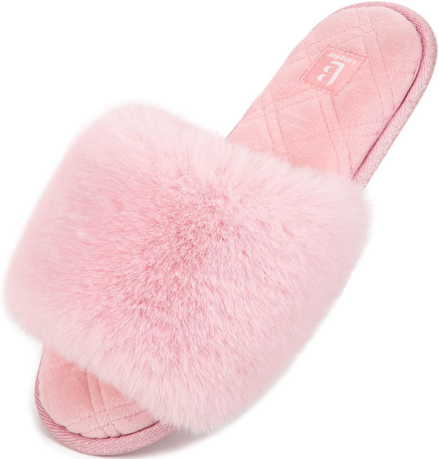 LongBay Ladies' Slippers, Special Fluffy Faux Fur Open Toe Slippers, Innovative...