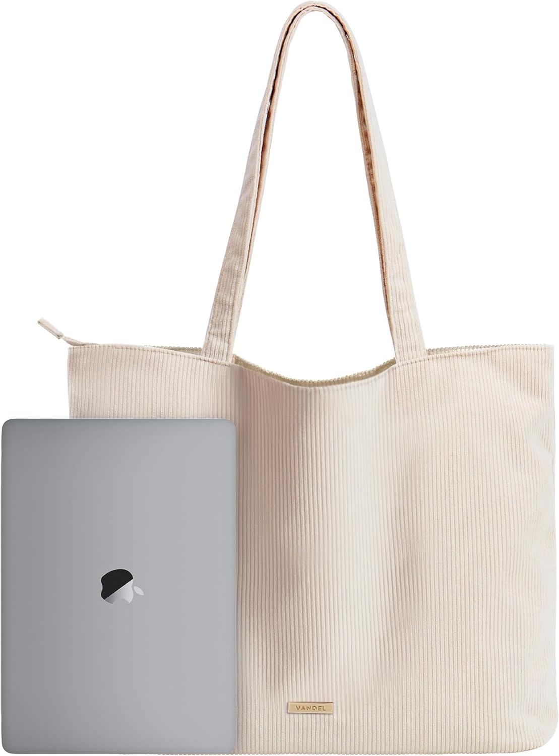 VANDEL Corduroy Tote Bag for Women and Men with Zipper and Inner Pockets. Tote B...