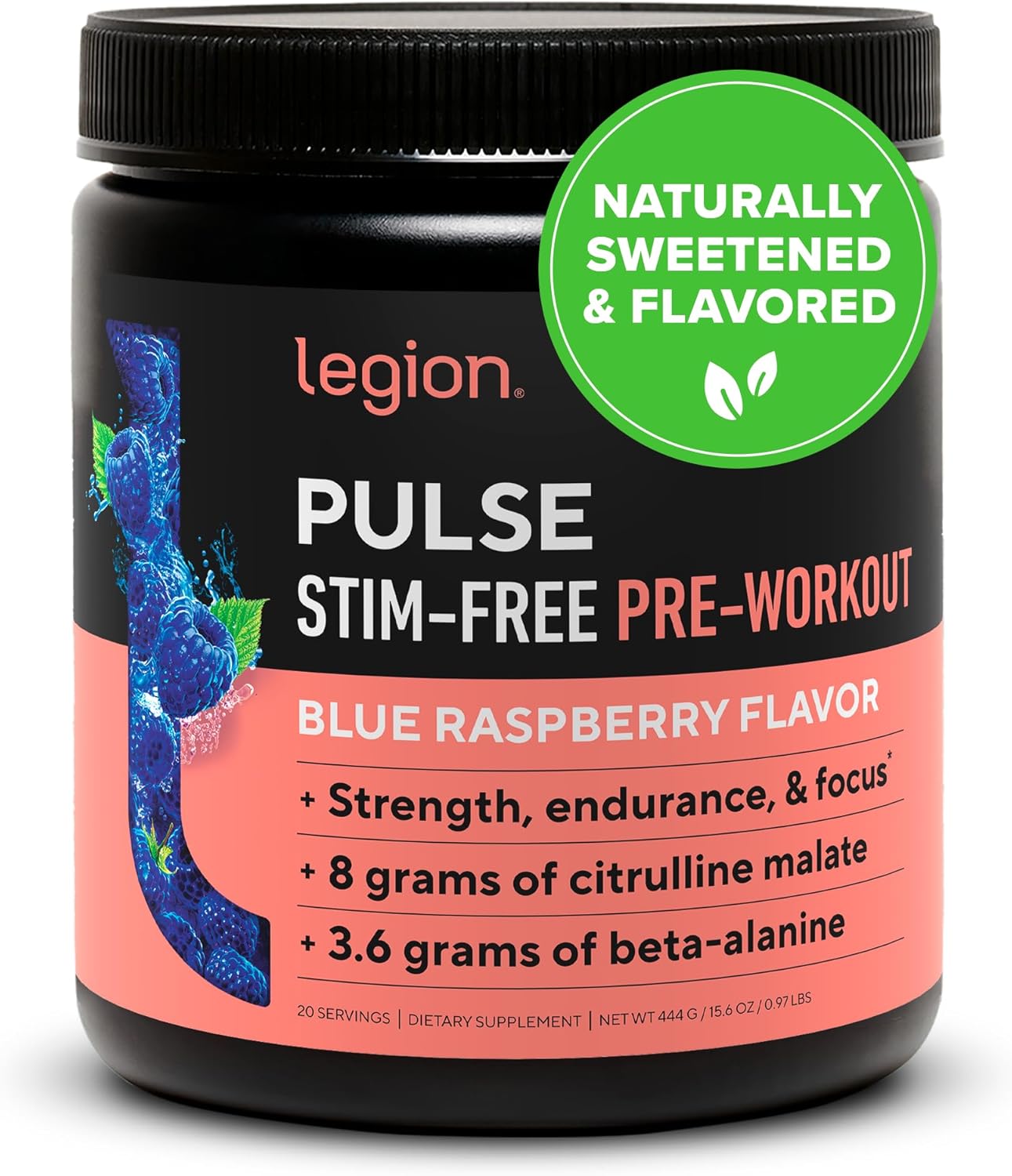 LEGION Pulse Pre Workout Supplement - All Natural Nitric Oxide Preworkout Drink...