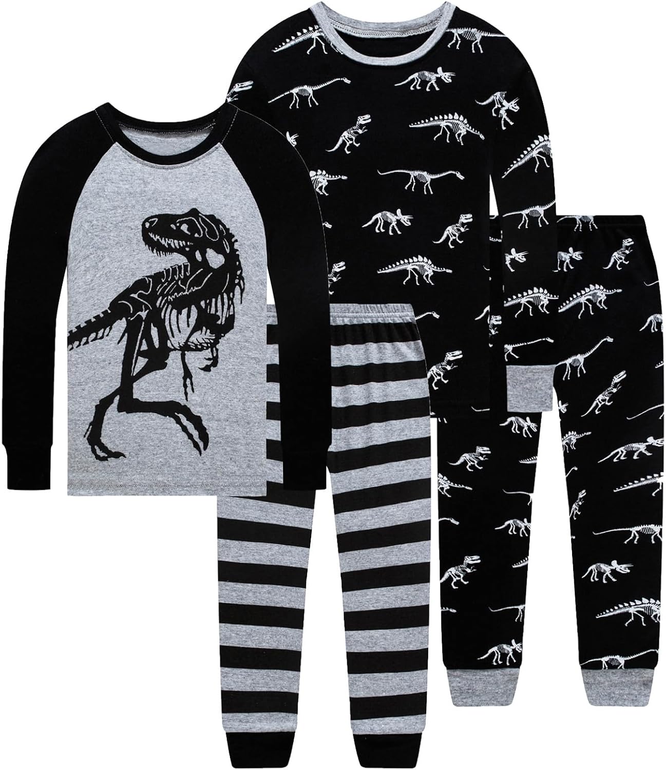 4 Pieces Boys Pajamas, Special Toddler Boys Long Sleeve Cotton PJs, Unique Kids...