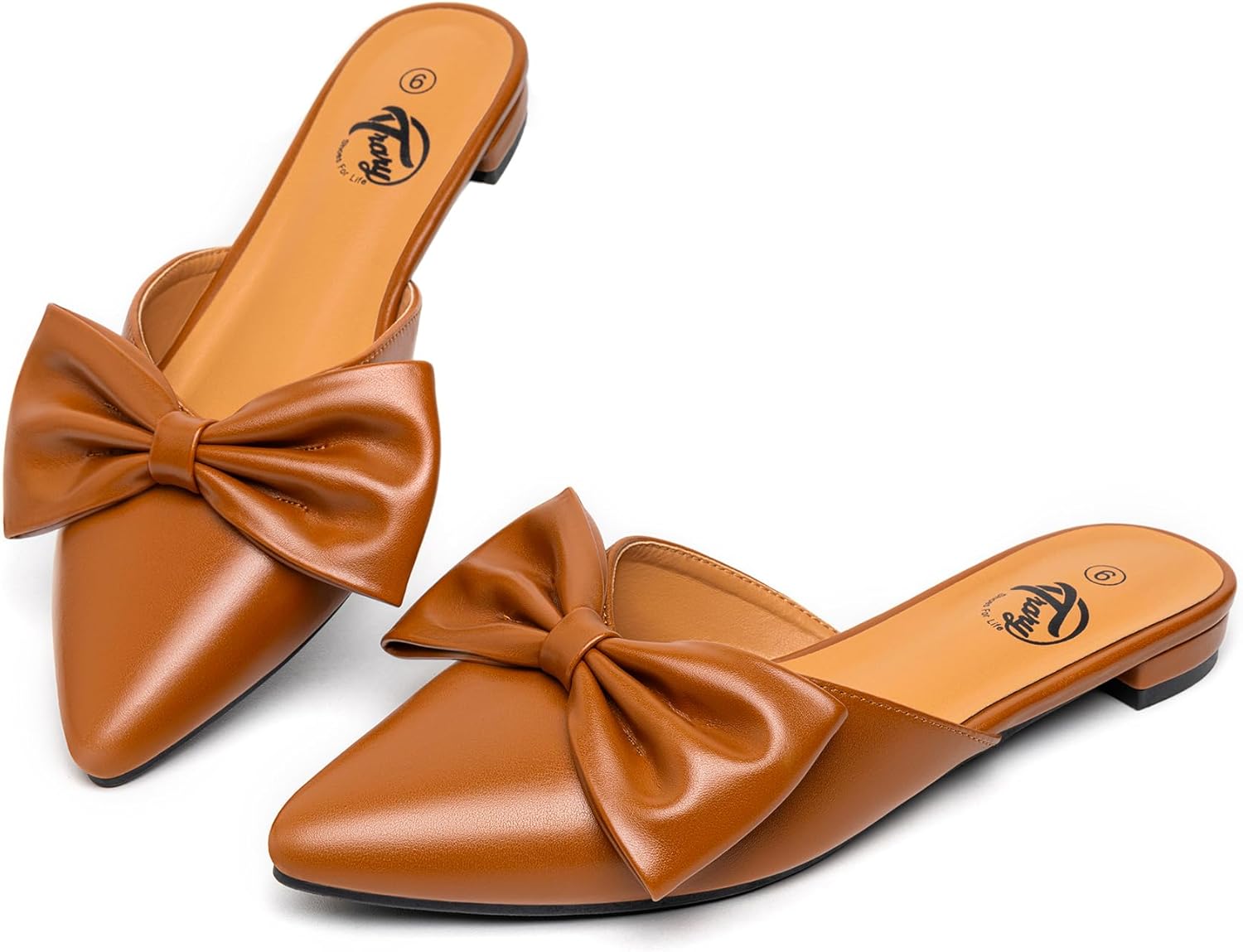 Trary Mules for Women Flats Comfortable, Bow Pointed Toe Womens Mules, Flats Mul...