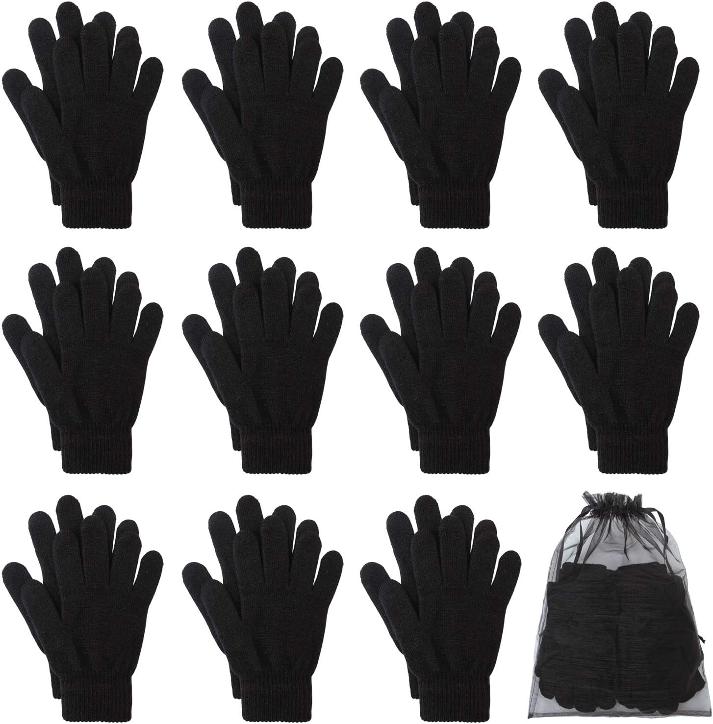 Cooraby 12 Pairs Winter Magic Gloves Stretchy Warm Knit Gloves with Mesh Storage...