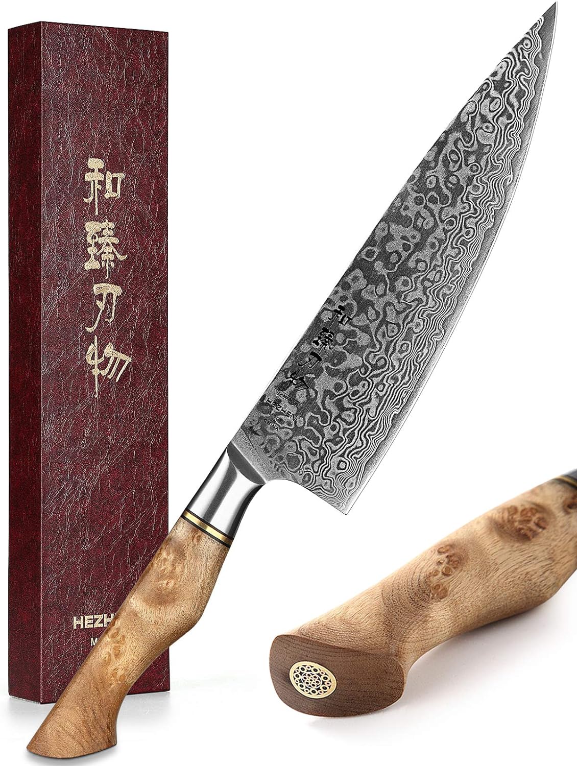 HEZHEN Chef's Knife-Professional-8.3 inch Damascus Steel, Kitchen Knife VG10 Gyu...