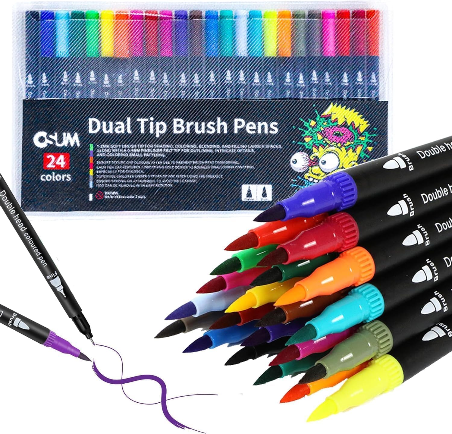 OSUM Dual Colouring Pens Markers | Felt fine Tip Pens and Fineliners Pens | Colo...