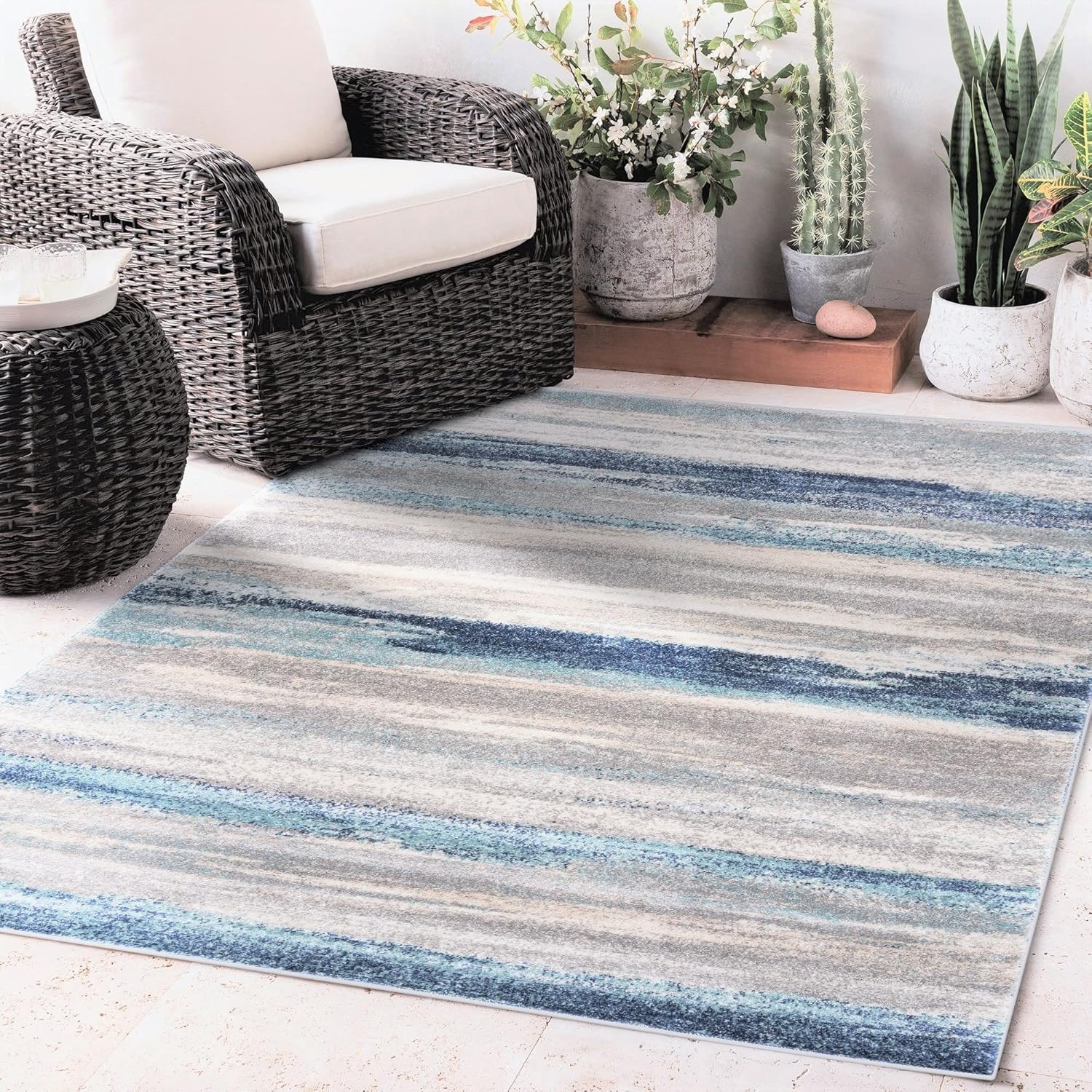 LUXE WEAVERS Tower Hill Abstract Blue 5x7 Area Rug 5' x 7' Blue