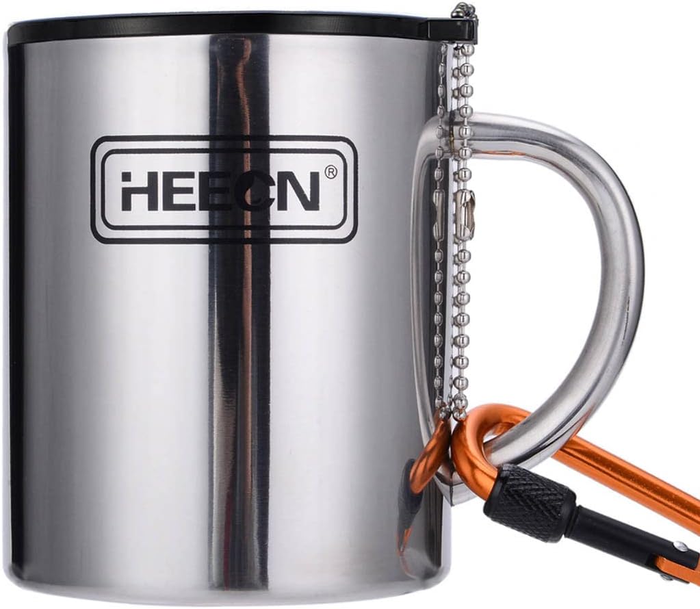 HEECN Camping Mugs, Double Walled Stainless Steel Mug for Hot Drinks, Special Mu...