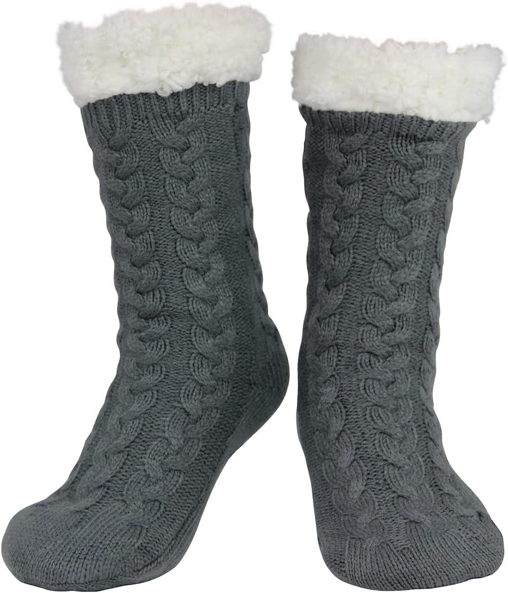 Slipper Socks for Women with Gripper - Winter Non Slip Thick Fuzzy Socks - Warm...