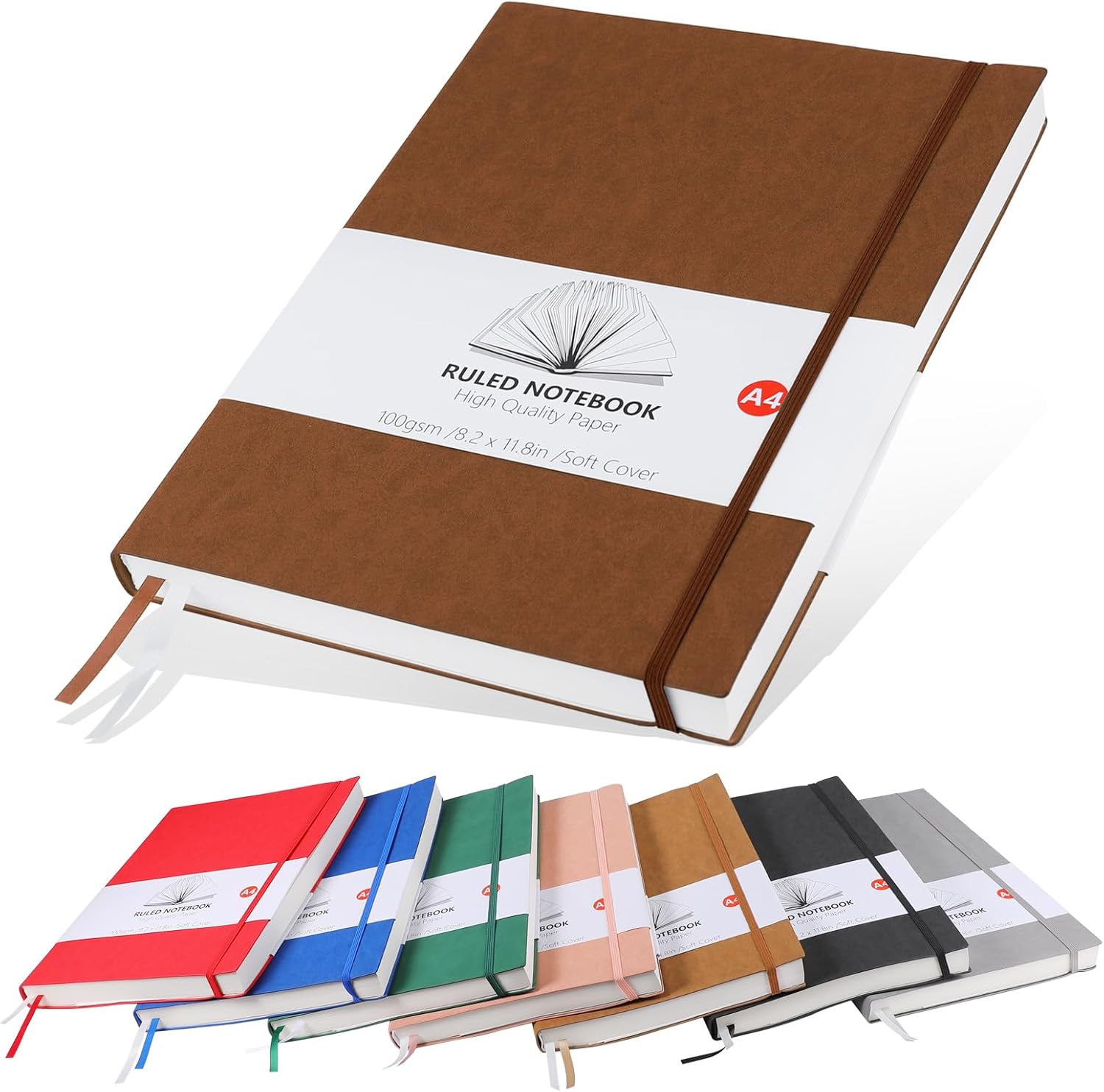 A4 Notebook Lined Notebook A4 320 Pages 100gsm Paper Thick Notebook Journal, Ext...