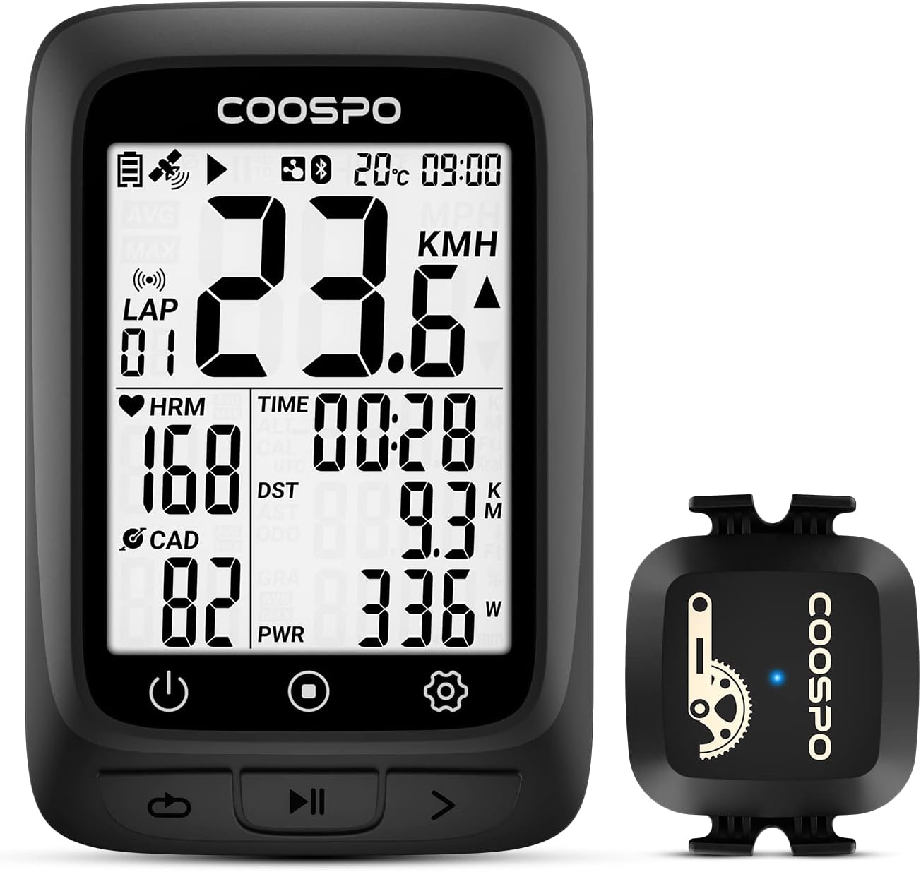COOSPO Bike Computer GPS Wireless, ANT+ Cycling Computer GPS with Bluetooth, Mul...