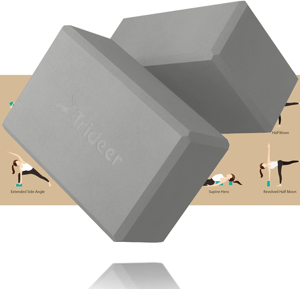Trideer 9"x6"x3" Yoga Blocks, Yoga Blocks 2 Pack, High Density EVA Foam Blocks,...