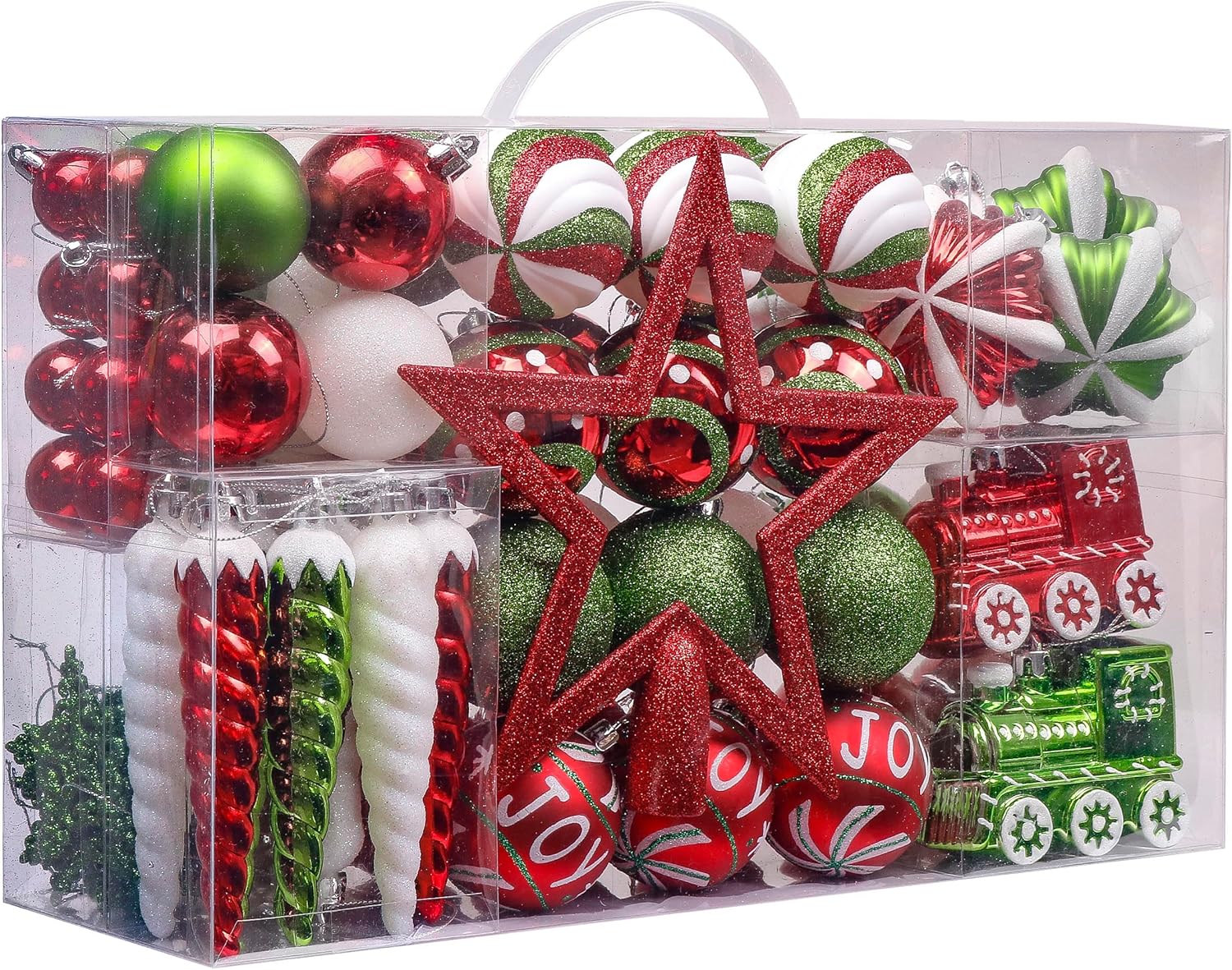 Valery Madelyn Christmas Ornaments Set, 100ct Red Green White Shatterproof Chris...