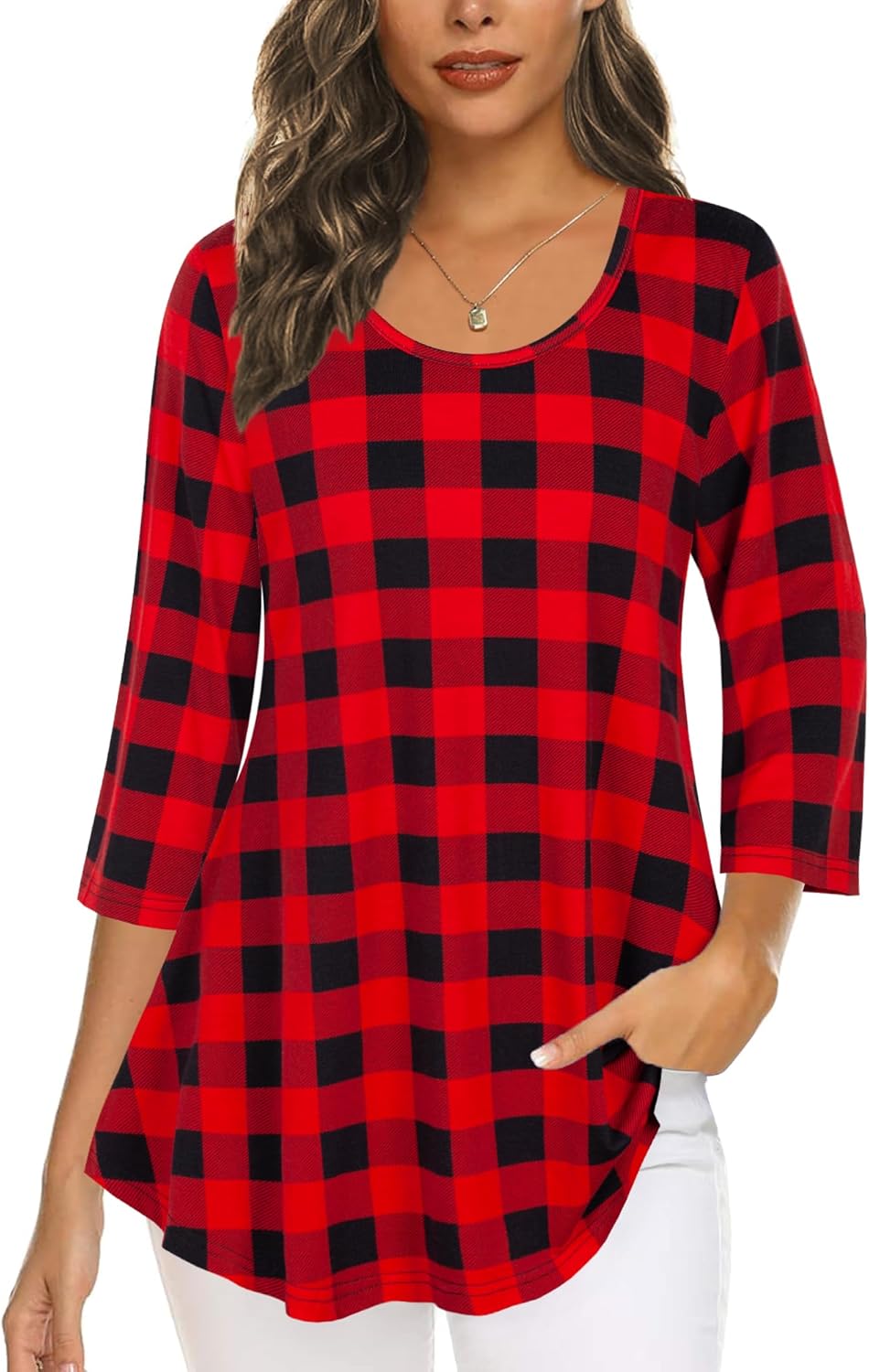 Tencole 3/4 Sleeve Shirts for Women Dressy Tunic Tops Casual Wear with Floral La...