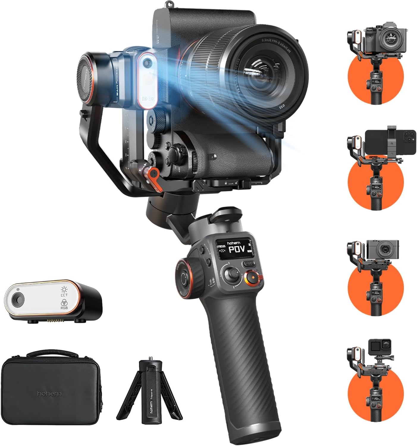 Hohem iSteady MT2 Kit Camera Stabilizer with AI Tracker/Magnetic Fill Light, All...