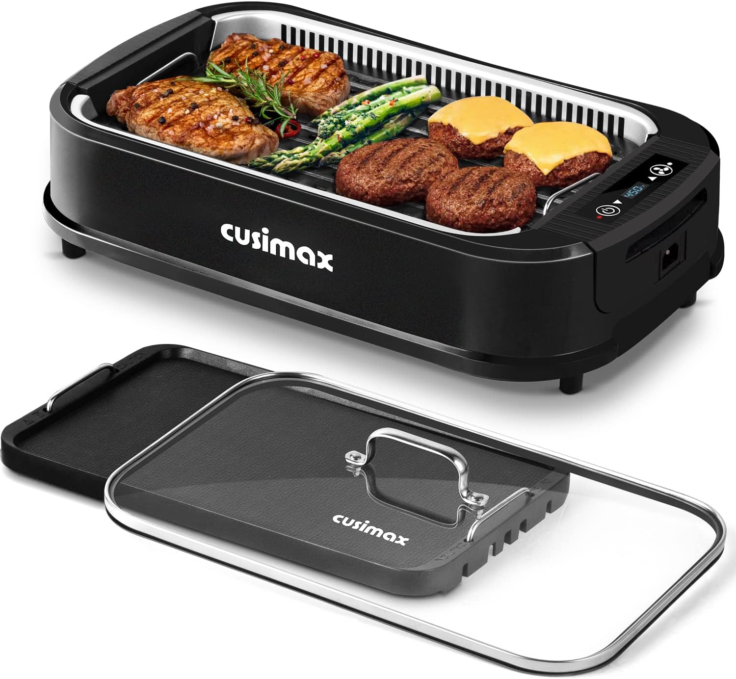 Indoor Grill, CUSIMAX Smokeless Grill Indoor, 1500W Electric Grill Griddle Korea...